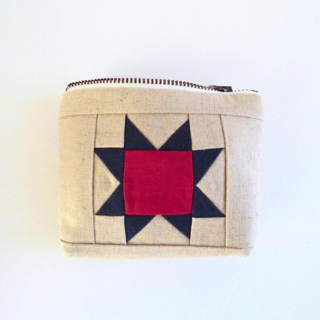 PaperFromHeaven - Vintage Liberty Quilted Linen Pouch – Sawtooth Star Design