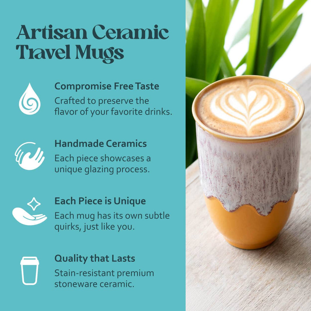 Nova Ceramics Travel Mugs - Grapefruit 12oz Ceramic Travel Mug – Coffee Shop Essentials