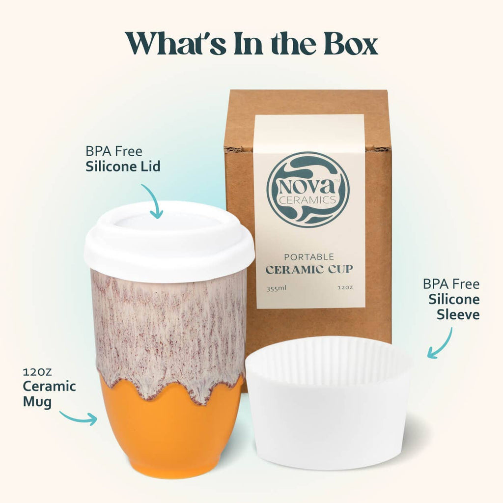 Nova Ceramics Travel Mugs - Grapefruit 12oz Ceramic Travel Mug – Coffee Shop Essentials