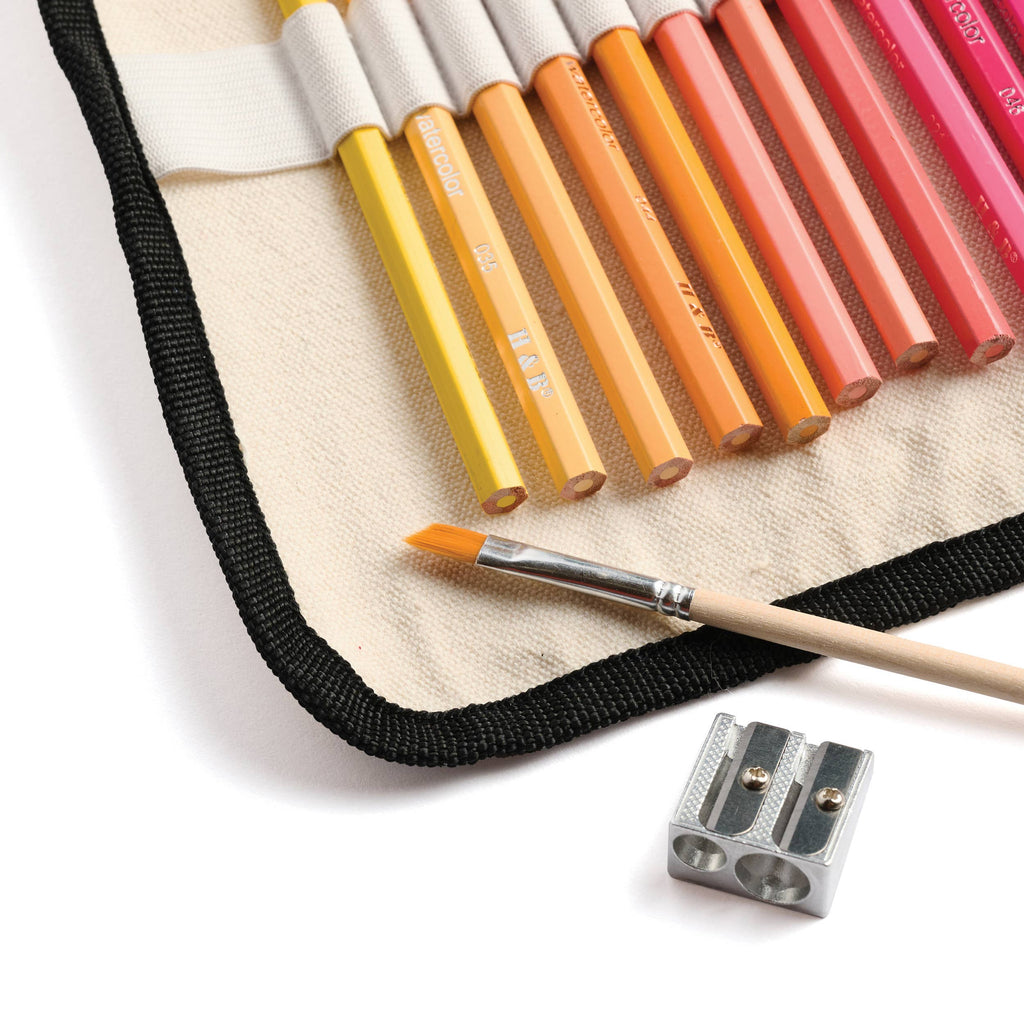 elseware unplug - Watercolor Pencils - 36 Colors with Eco-Friendly Canvas Wrap