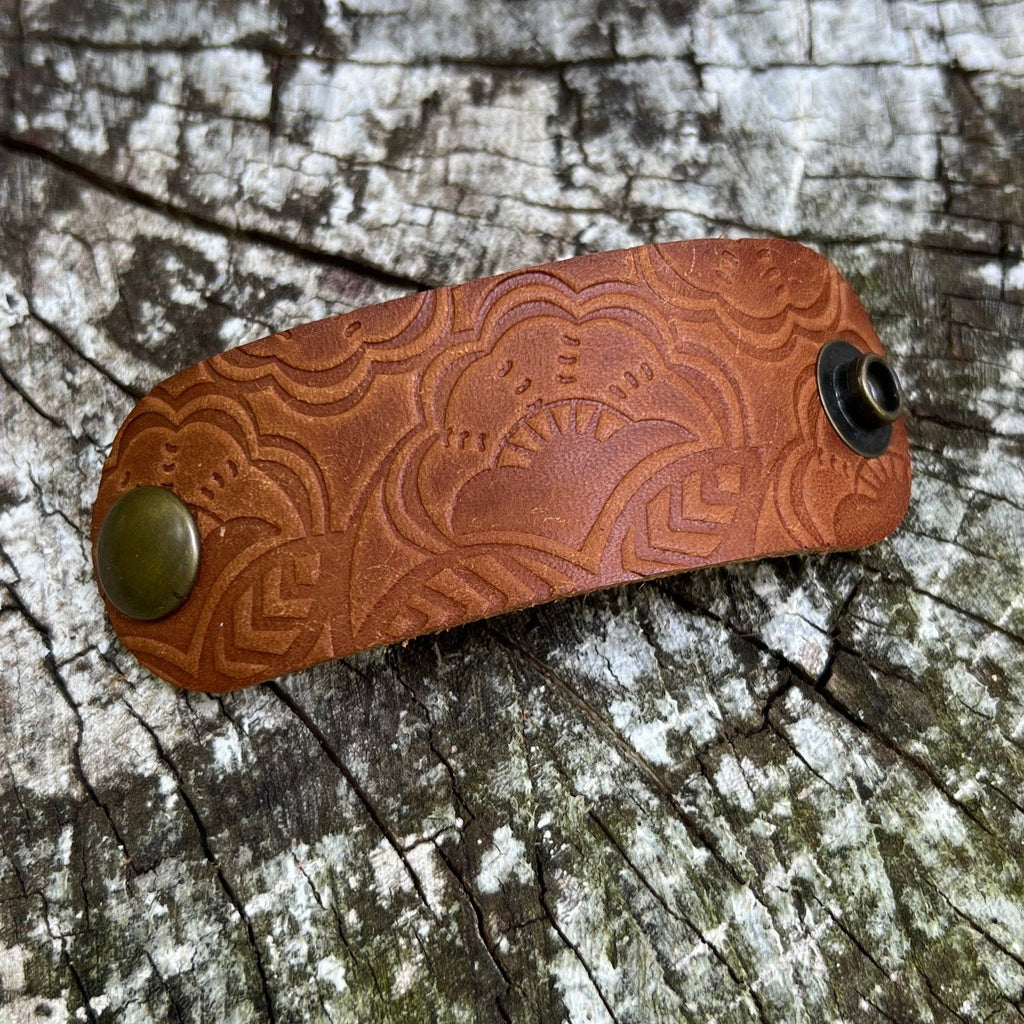 Lindsay Streem Designs - Leather Bandana Slide: Embossed Vintage Floral