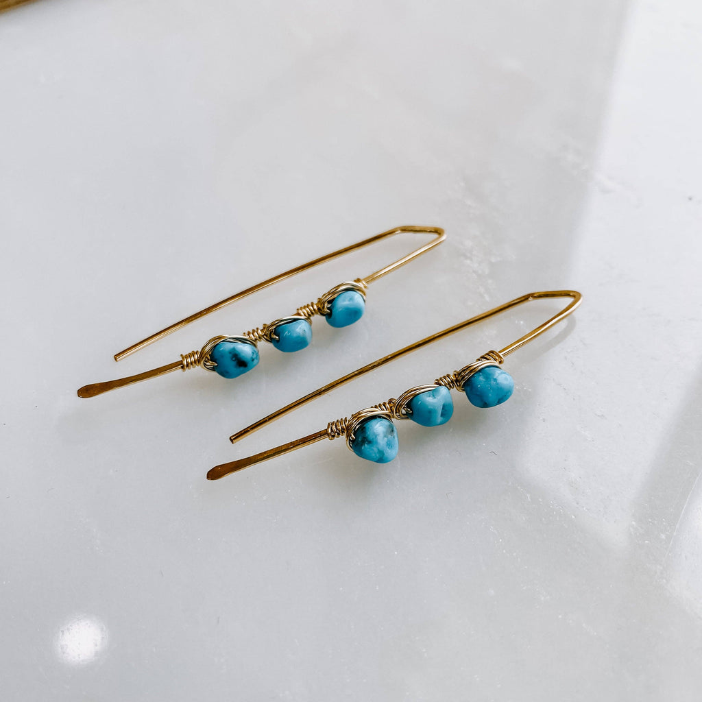 Derive Jewelry - Pacific Threader Earrings with Kingman Turquoise