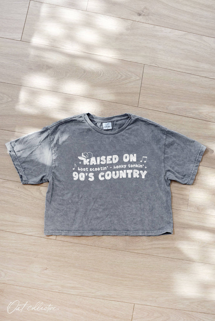 OAT COLLECTIVE - RAISED ON Cropped Mineral Graphic Top