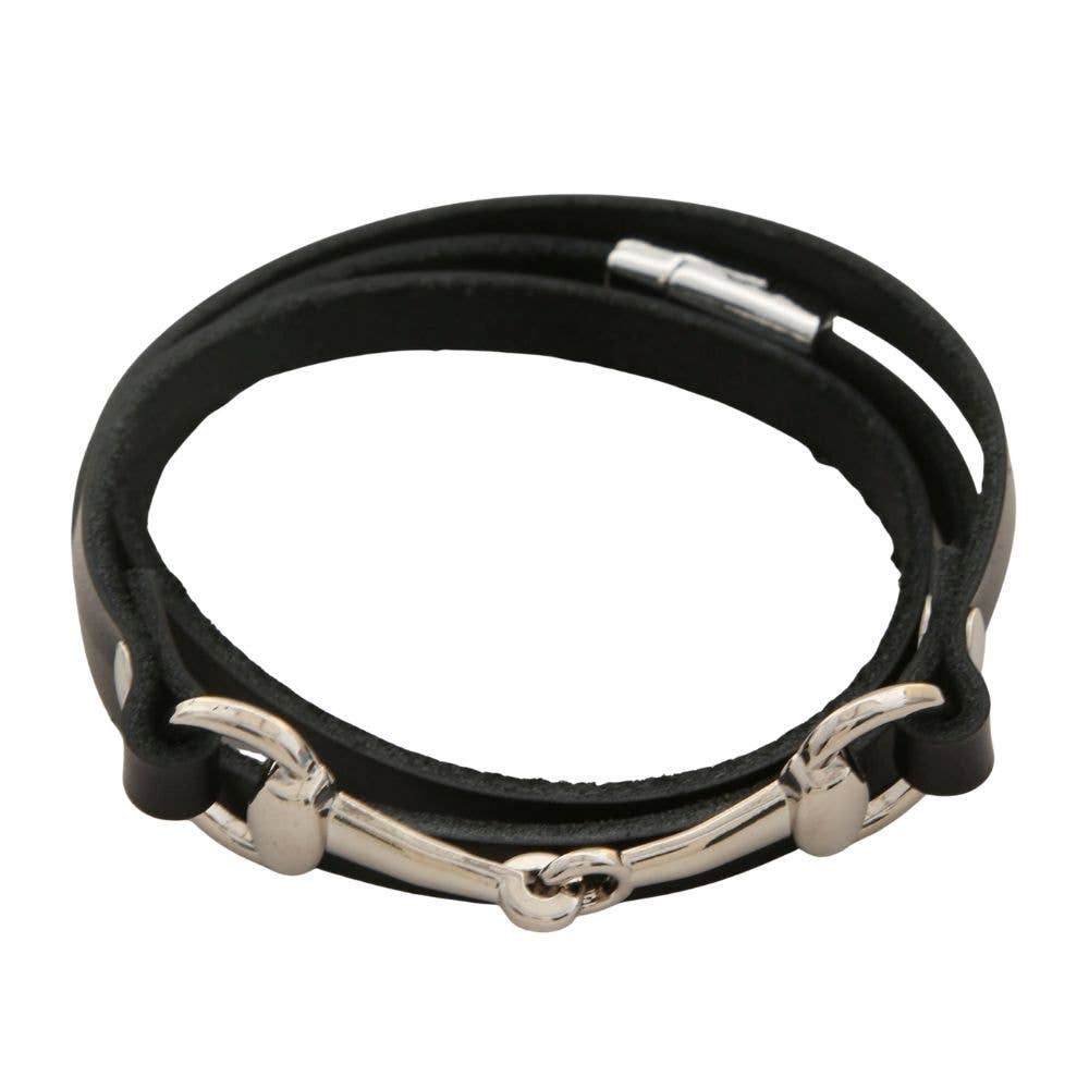 JOIA ACCESSORIES - HORSEBIT PU LEATHER WRAP BRACELET, QBA 526