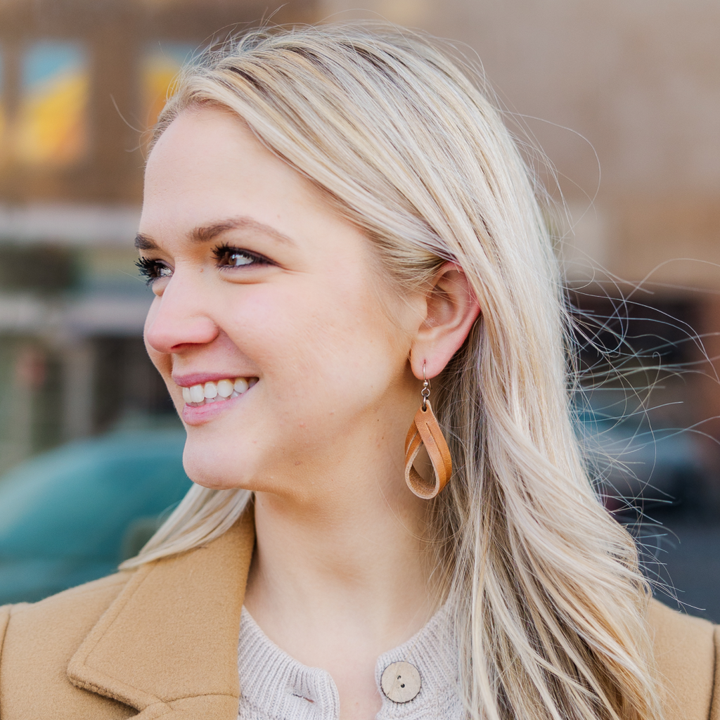 Handcrafted Full-Grain Leather Double Hoop Earrings