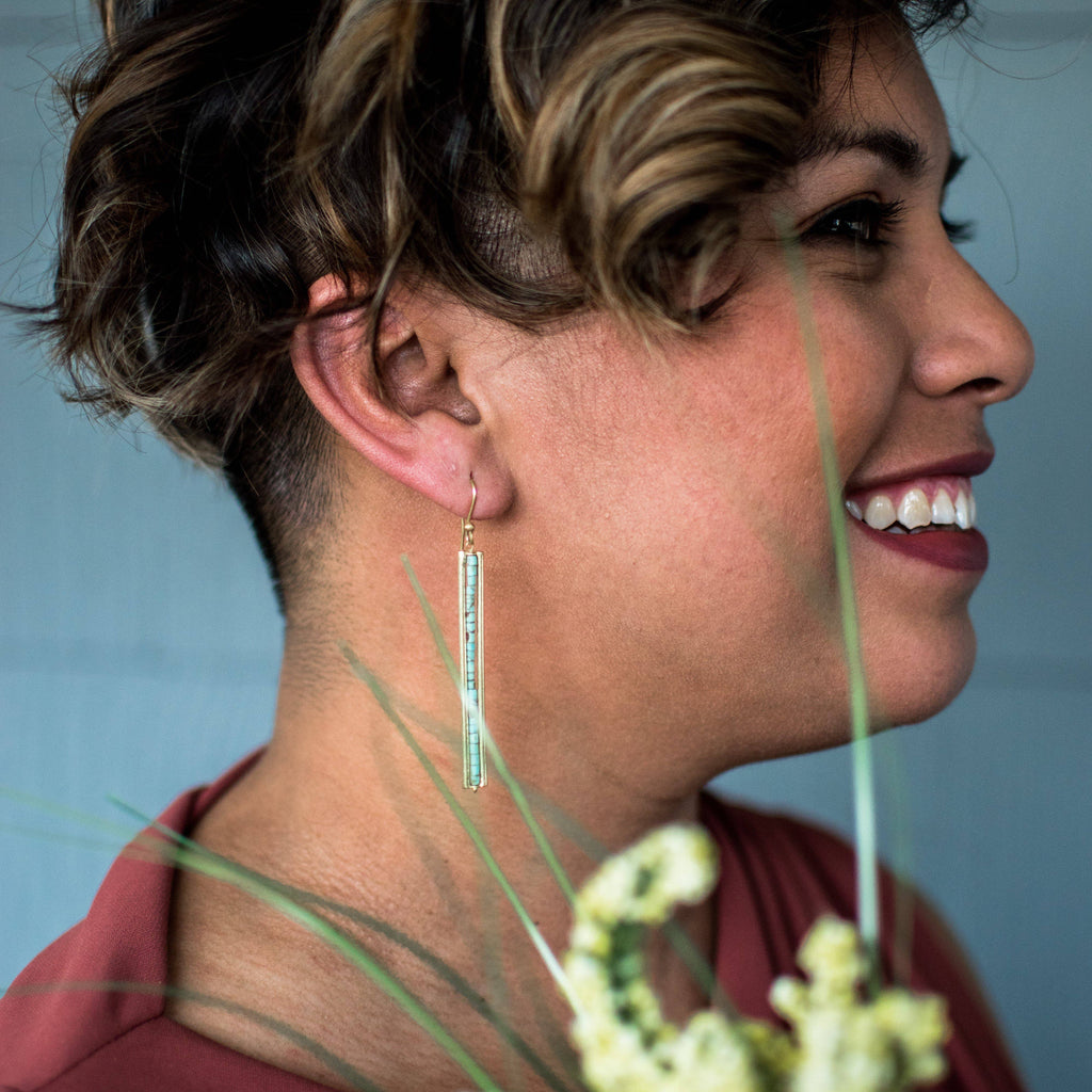 Dekko Trading - Framed Turquoise Bead Earrings