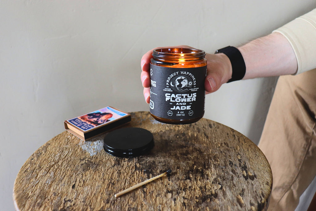 Project Happiness Candle Co. - Cactus Flower and Jade Soy Candle - 8oz | Spring Scent