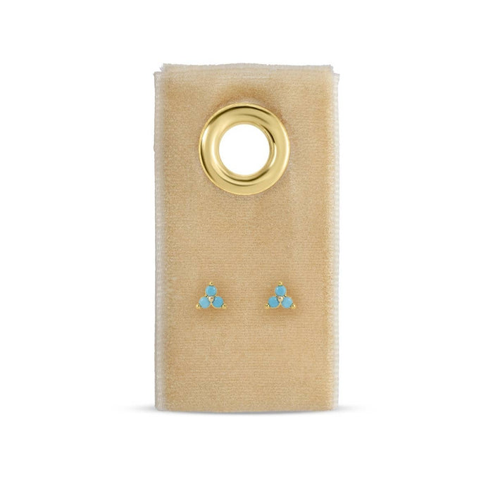 Splendid Iris - Light Blue Triple Cluster Studs on Velvet Tag
