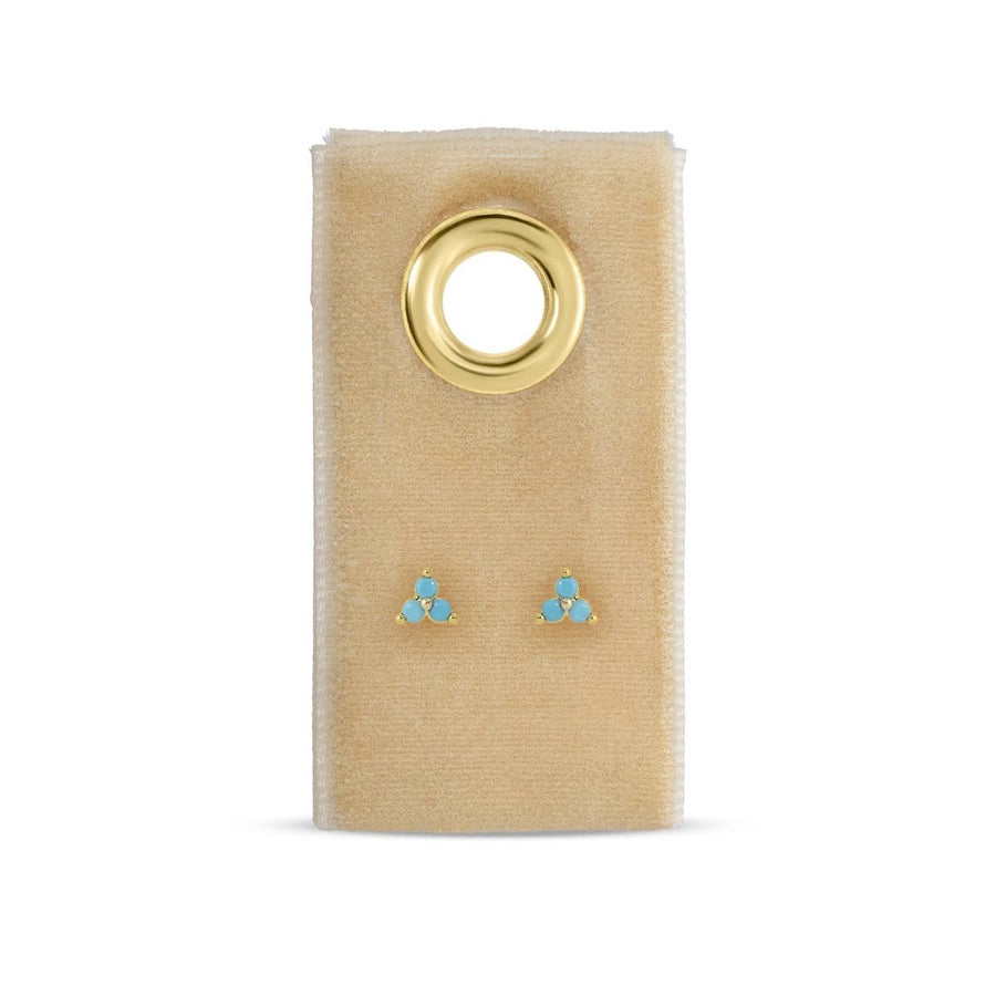 Splendid Iris - Light Blue Triple Cluster Studs on Velvet Tag