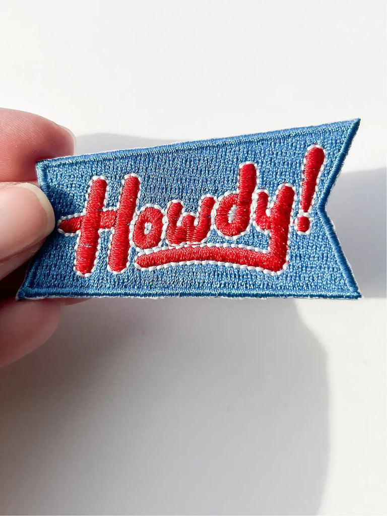 Field Trip Threads - Blue Howdy Iron On Patch for Trucker Hats Western Cowgirl