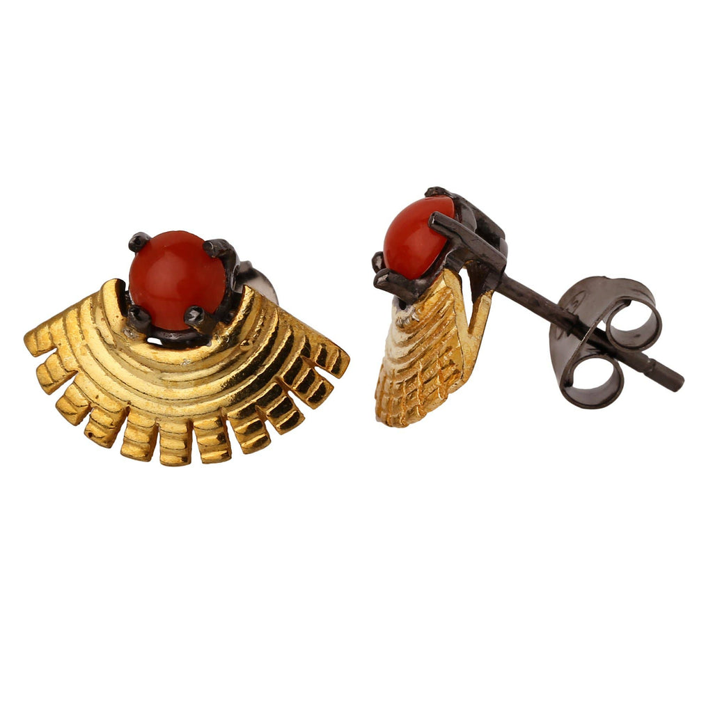 Dekko Trading - Coral Stone Fan Earrings
