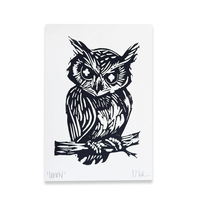 Lenny the Owl Linocut Art Print (Signed Original)