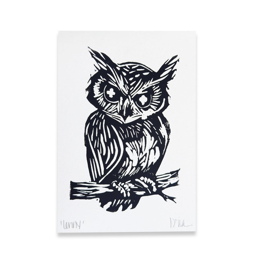 Lenny the Owl Linocut Art Print (Signed Original)