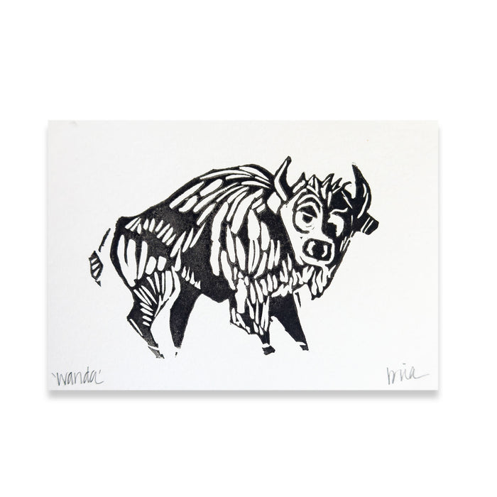 Wanda the Bison Linocut Art Print (Signed Original)
