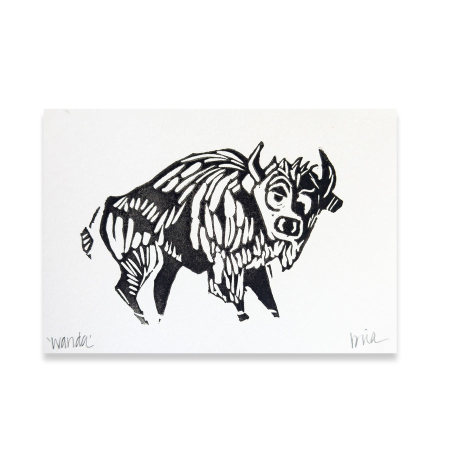 Wanda the Bison Linocut Art Print (Signed Original)