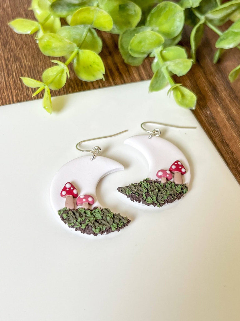 Retrochrome Creations - Mushroom Moon earrings | sterling silver
