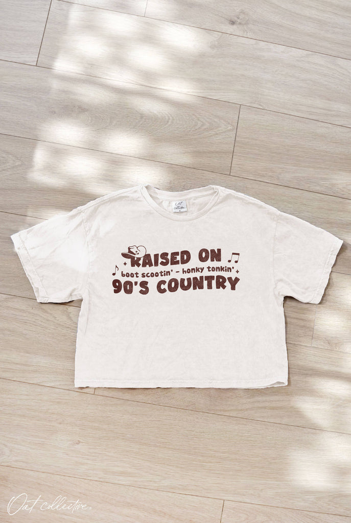 OAT COLLECTIVE - RAISED ON Cropped Mineral Graphic Top