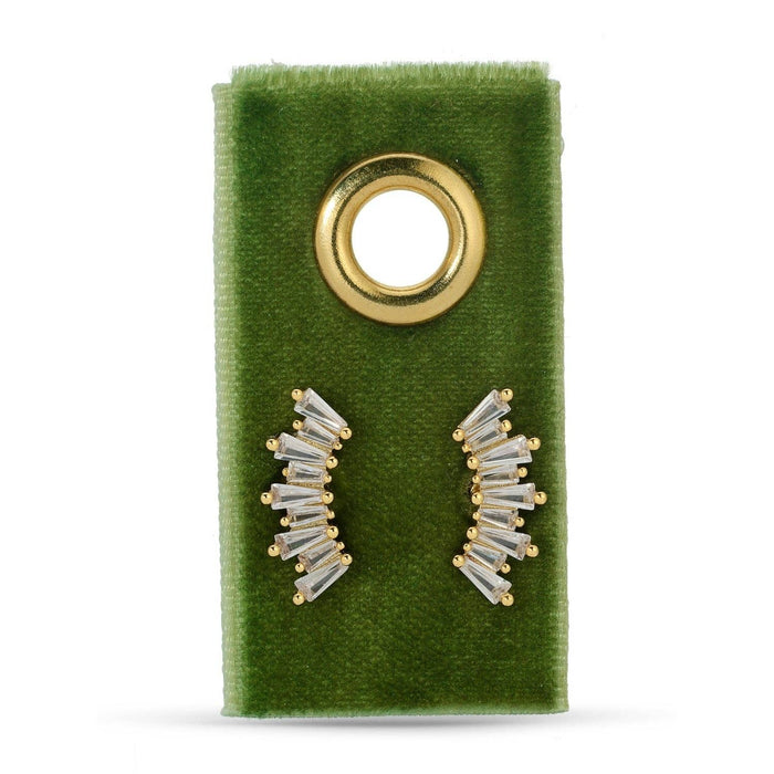 Splendid Iris - Curved Baguette Studs On Velvet Tag