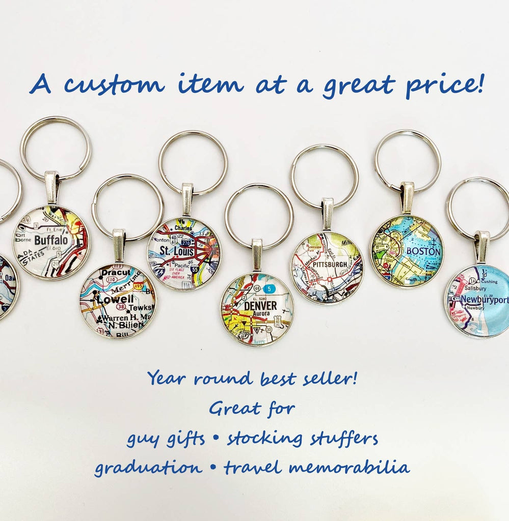 Tanner Glass - Keychain: Vintage Map (customizable)