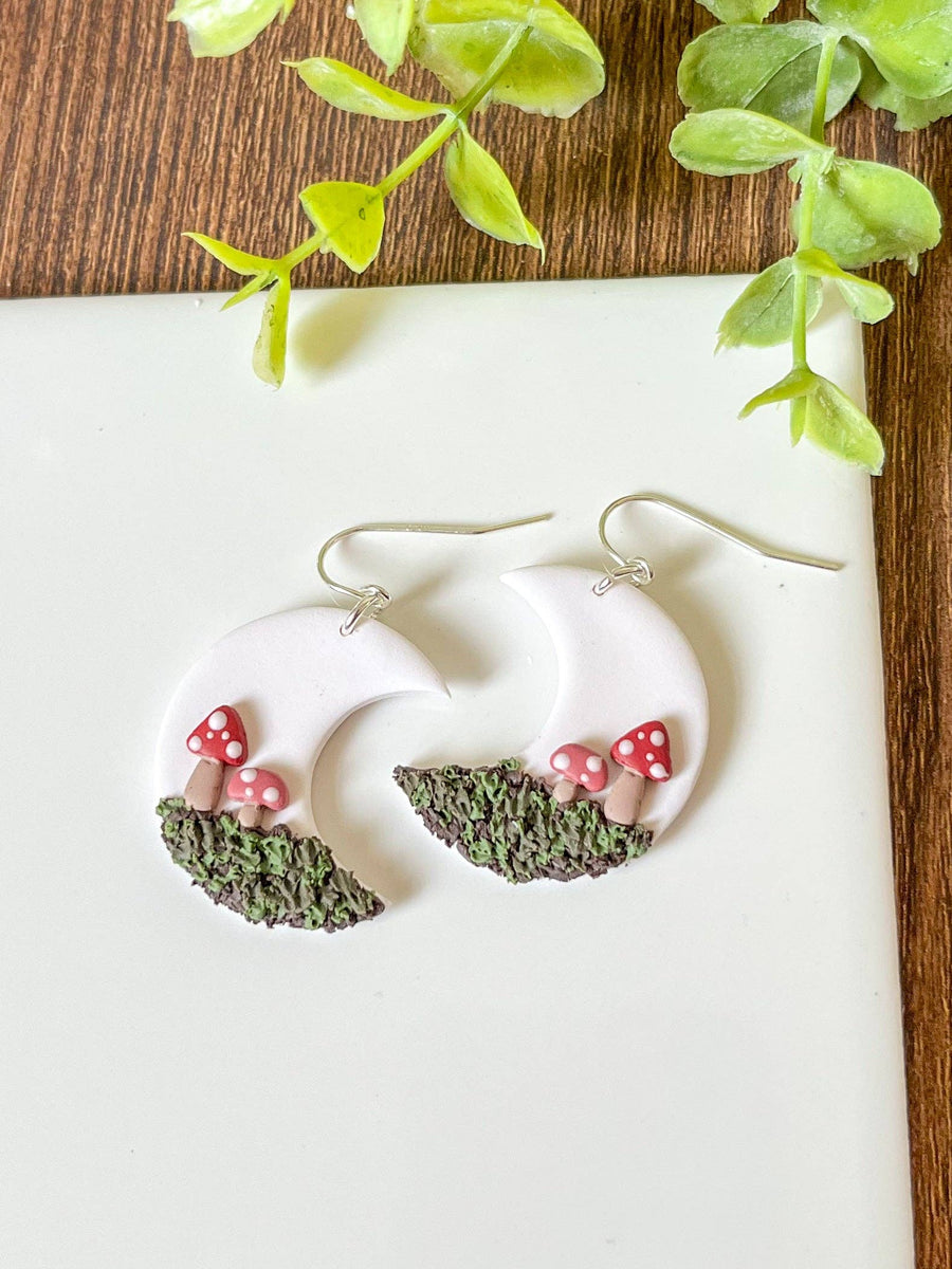 Retrochrome Creations - Mushroom Moon earrings | sterling silver