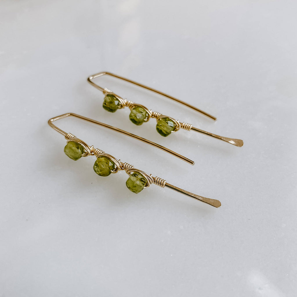 Derive Jewelry - Triple Stone Threaders - Peridot