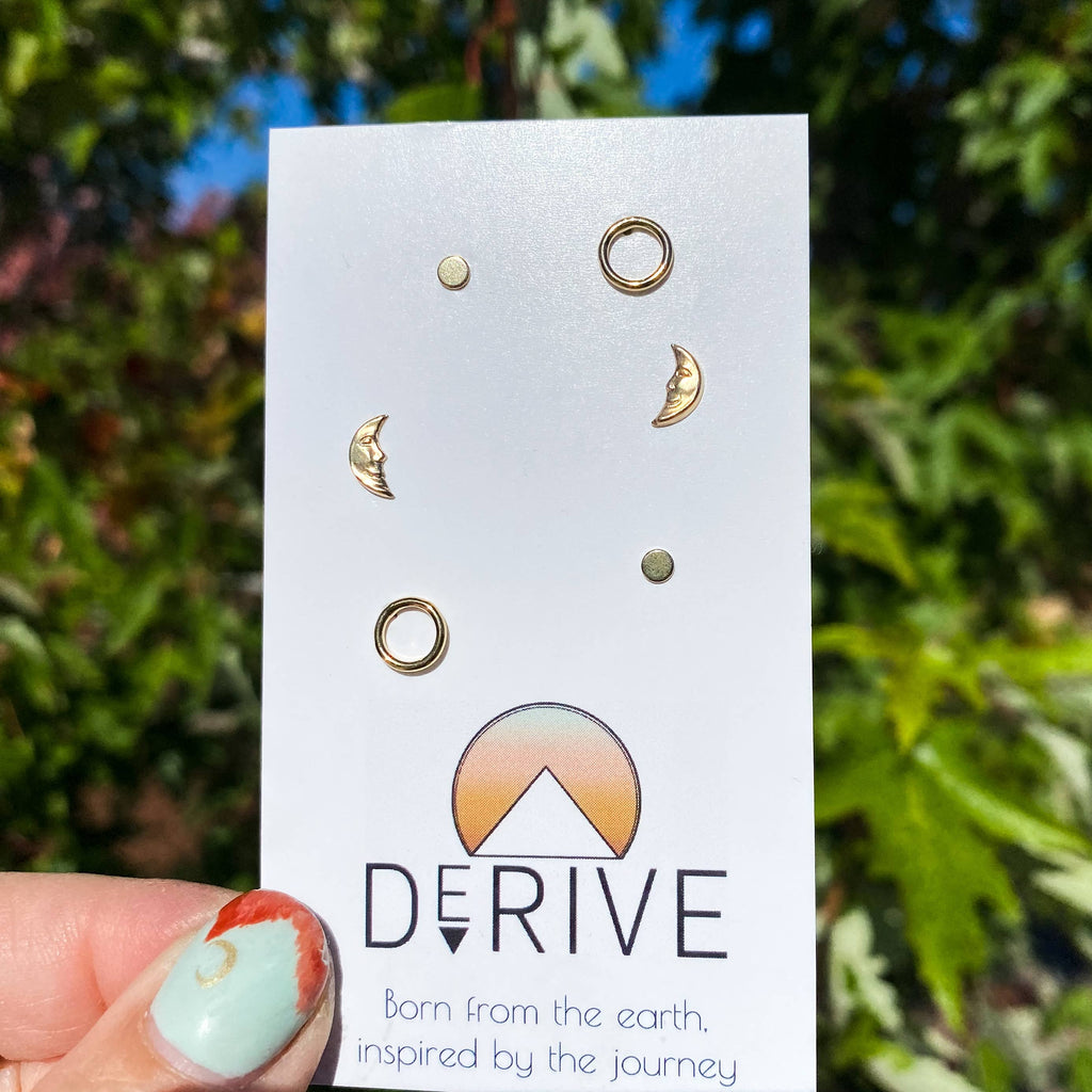 Derive Jewelry - Moon Phase Stud Pack