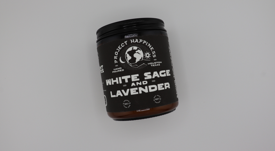 Project Happiness Candle Co. - White Sage and Lavender Soy Candle - 8oz | Spring Scent