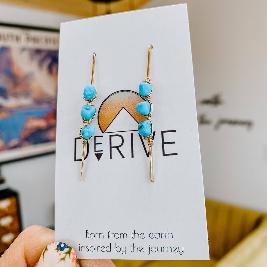 Derive Jewelry - Pacific Threader Earrings with Kingman Turquoise