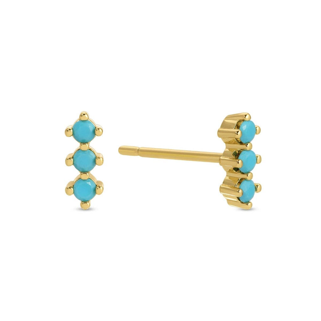 Splendid Iris - Triple CZ Bar Studs on Velvet Tag