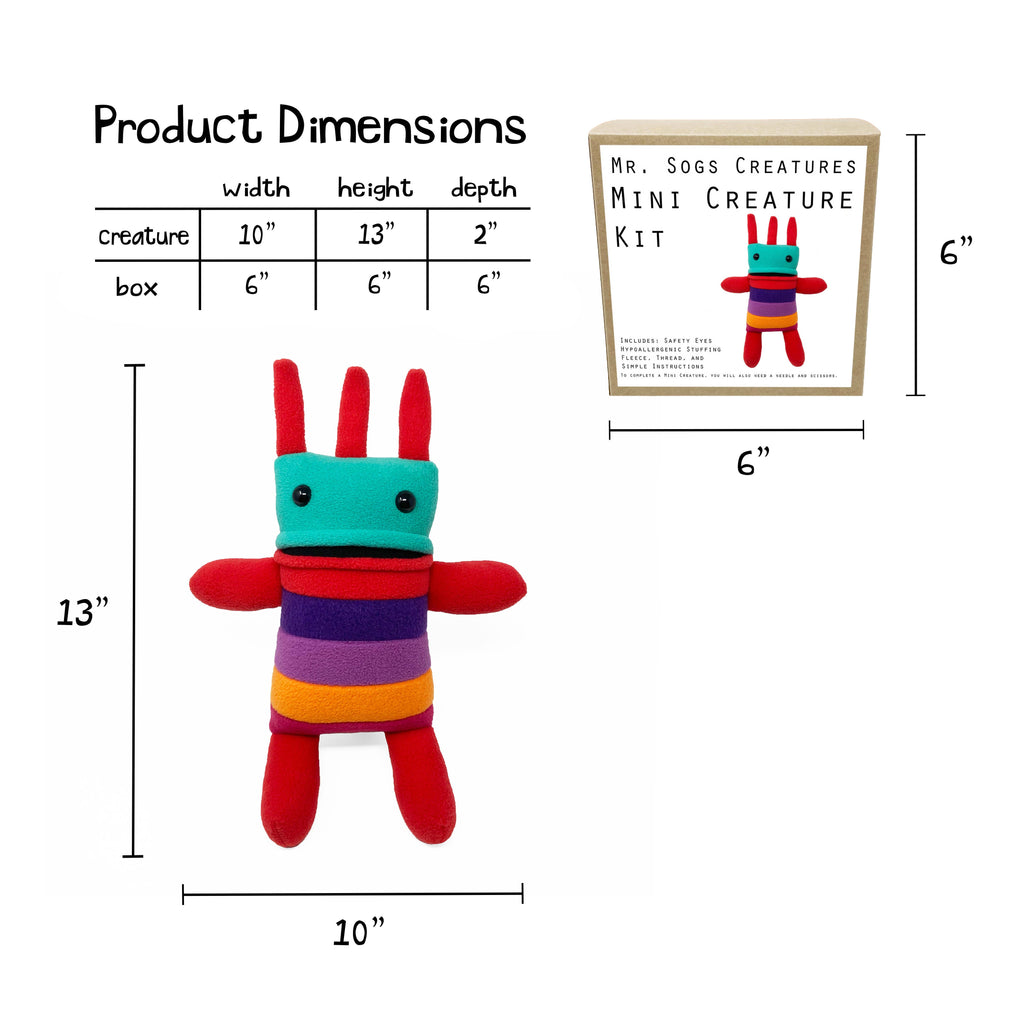 Mr. Sogs - Mini Creature DIY Plush Sewing Kit - Turquoise