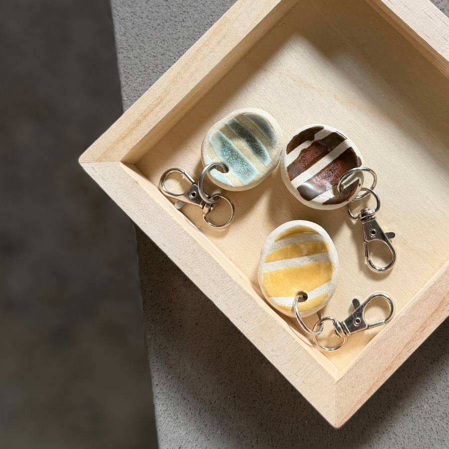 Calmware - Small Striped Worry Stone Keychain — Tactile Fidget