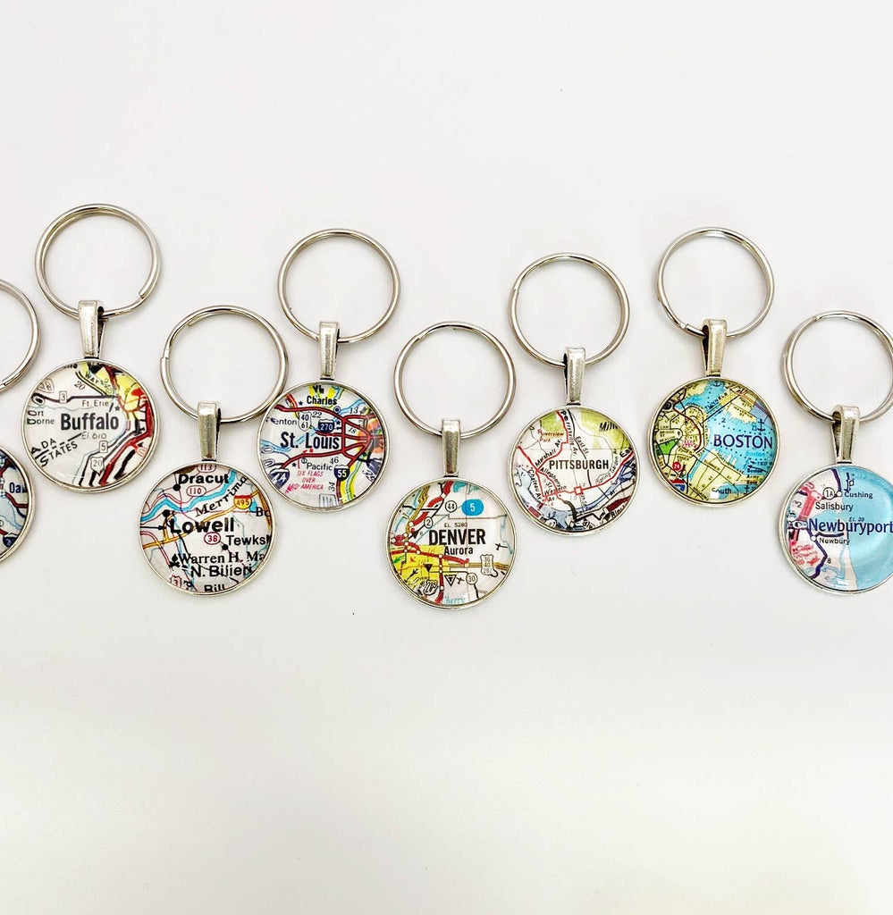 Tanner Glass - Keychain: Vintage Map (customizable)