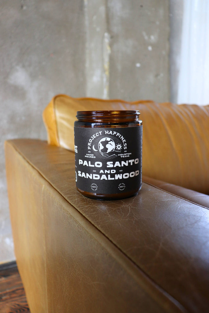 Project Happiness Candle Co. - Palo Santo and Sandalwood Soy Candle - 8oz