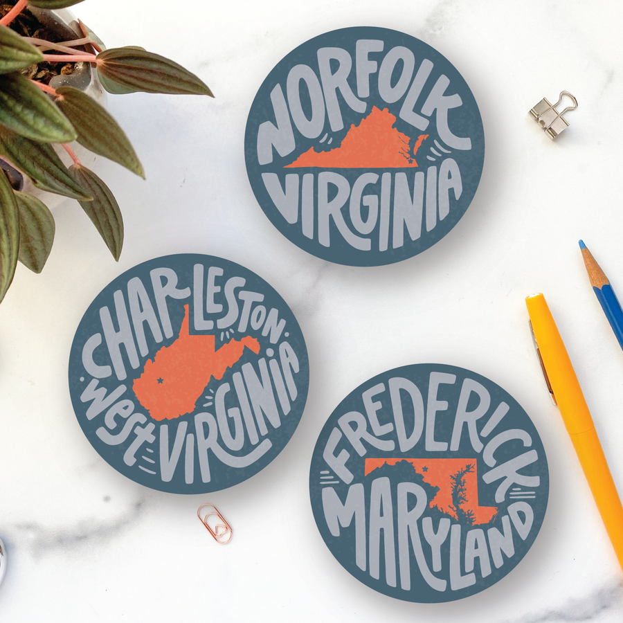 Billie Claire Illustration (Handmade) - Custom City-Specific Round Stickers