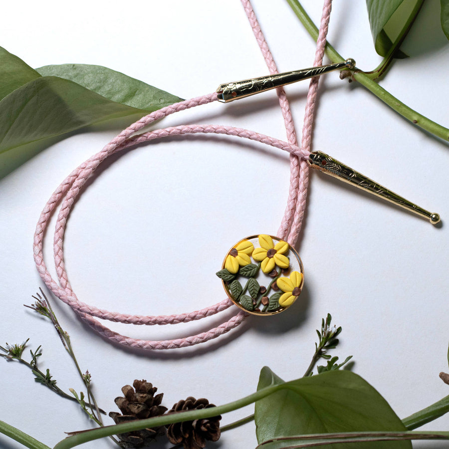 Ginger Sapp Jewelry - Sunflower Bolo Tie | Polymer Clay | Handmade