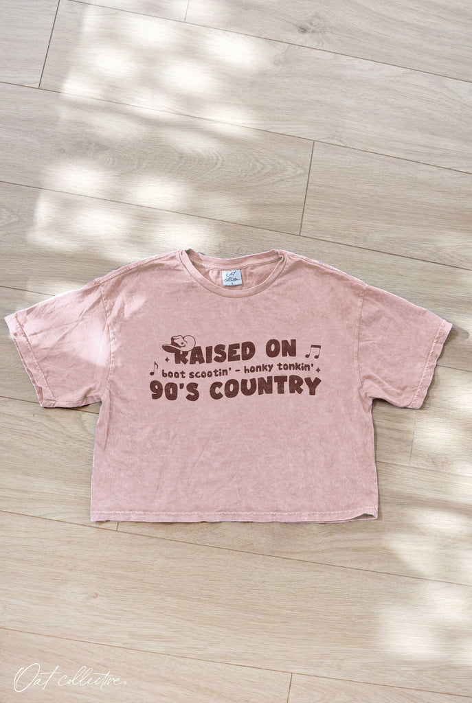 OAT COLLECTIVE - RAISED ON Cropped Mineral Graphic Top