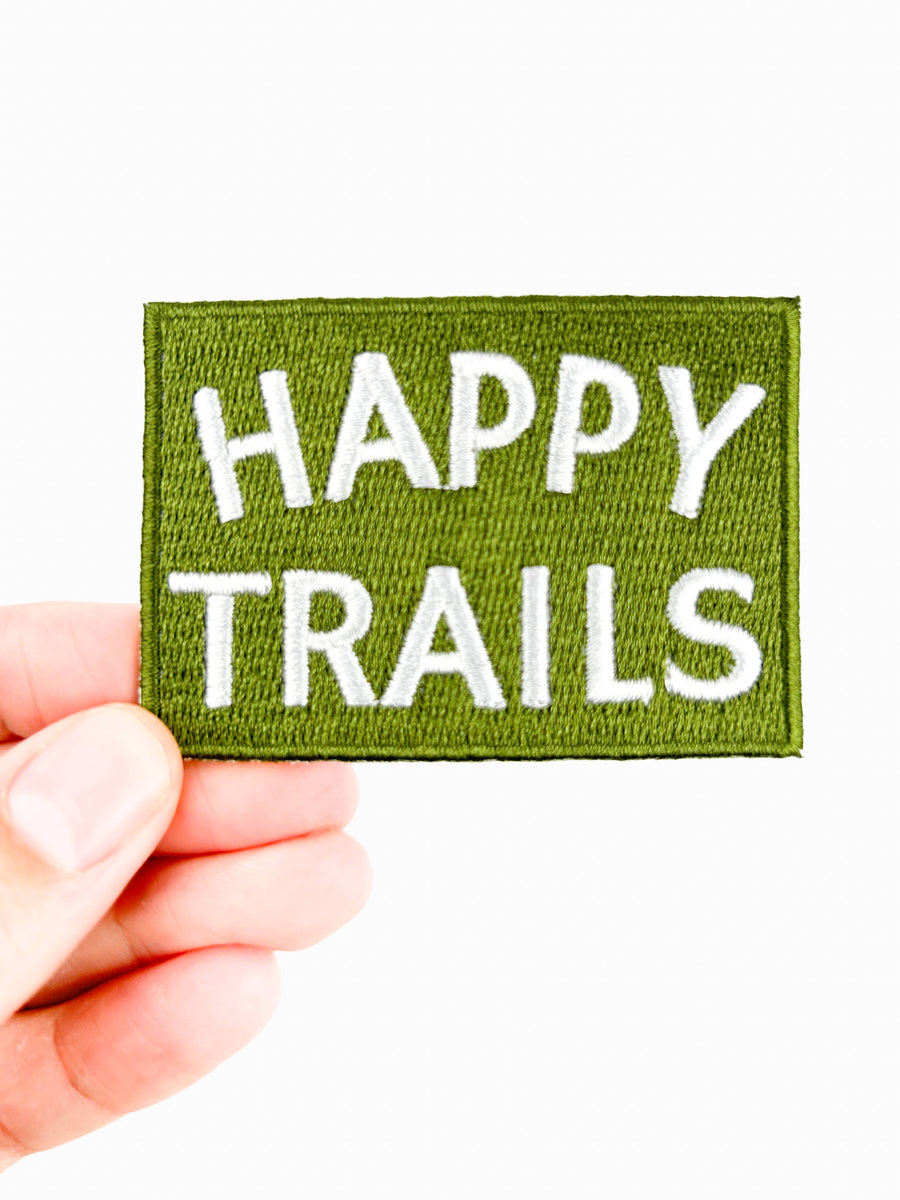 Field Trip Threads - Happy Trails Embroidered Iron-On Patch Green and White