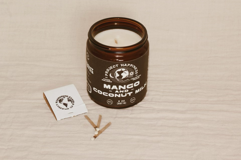 Project Happiness Candle Co. - Mango and Coconut Milk Soy Candle - 8oz | Spring Scent