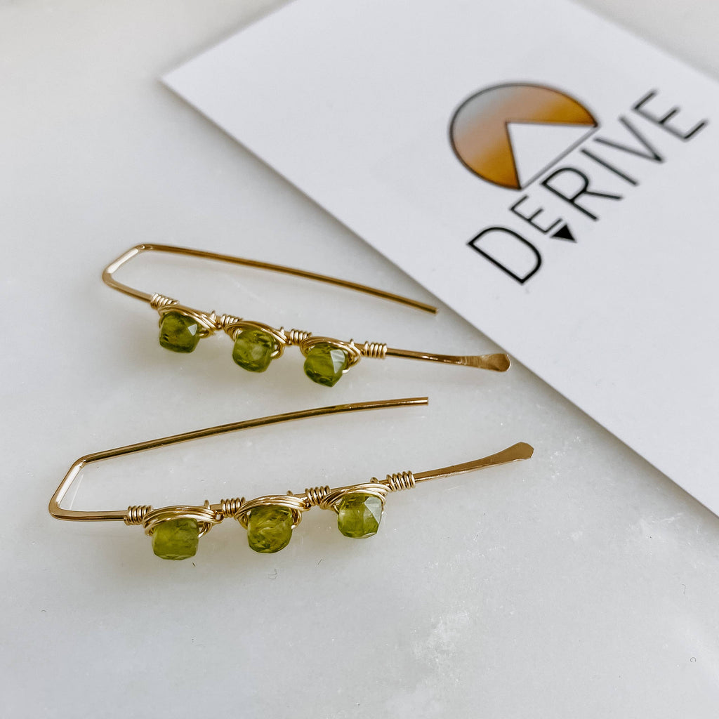Derive Jewelry - Triple Stone Threaders - Peridot