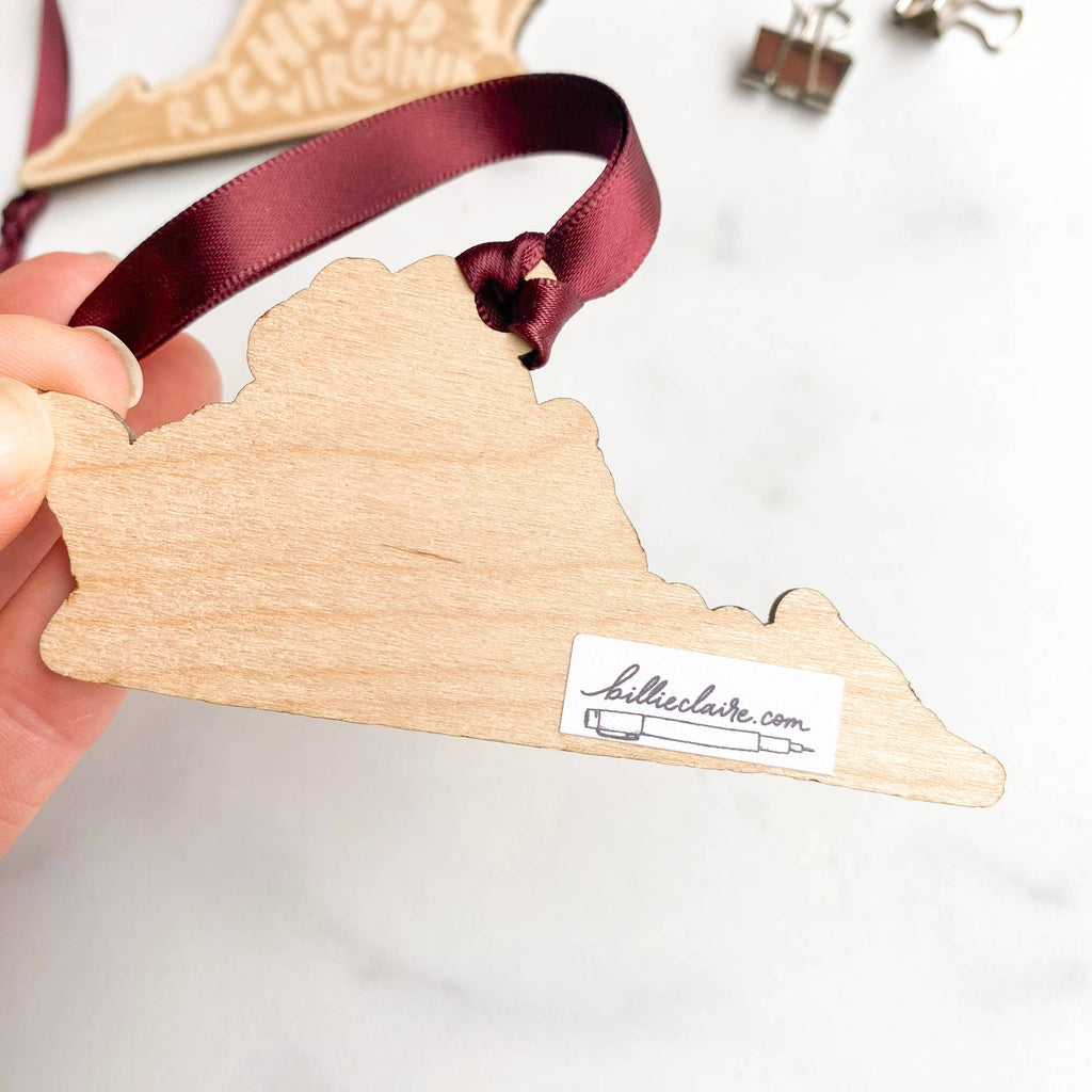 Billie Claire Illustration (Handmade) - Custom City-Specific Wood Ornaments