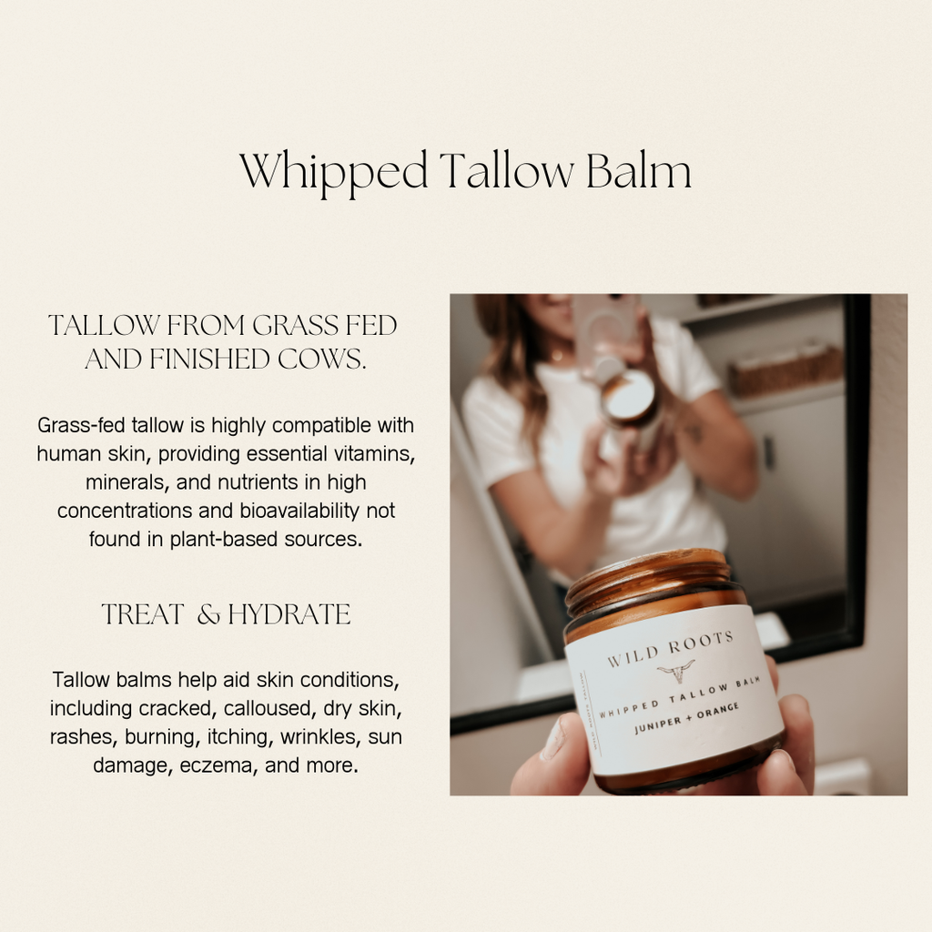 Wild Roots Tallow Co. - Whipped Tallow Balm | Grass Fed Beef Tallow | Unscented