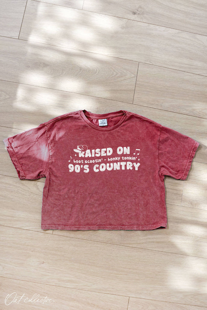 OAT COLLECTIVE - RAISED ON Cropped Mineral Graphic Top