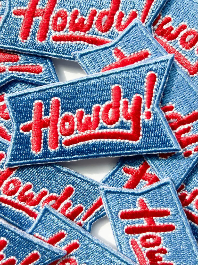 Field Trip Threads - Blue Howdy Iron On Patch for Trucker Hats Western Cowgirl