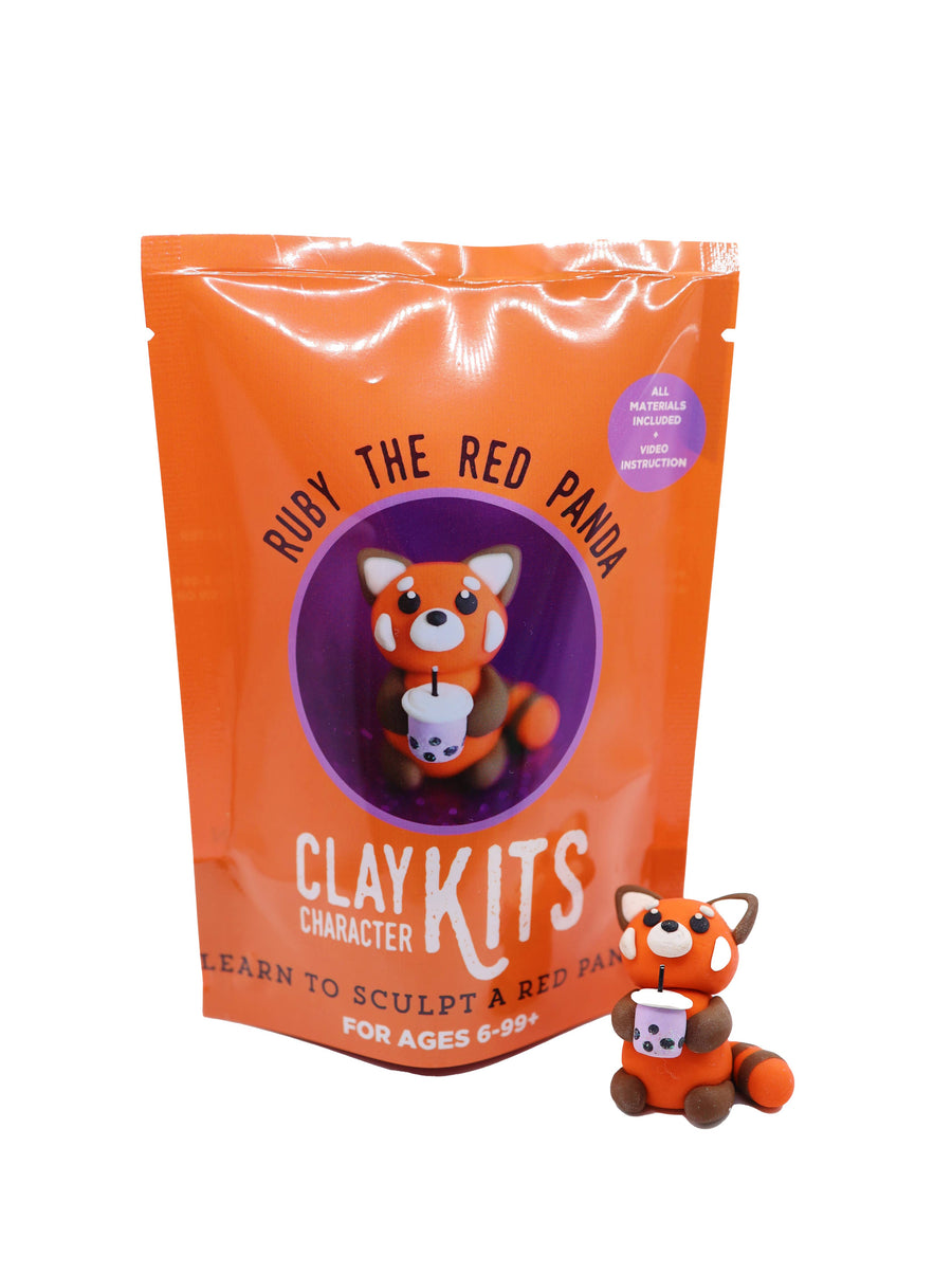The Make Station | DIY Clay Kits - Red Panda DIY Polymer Clay Kit | Arts & Craft Kit