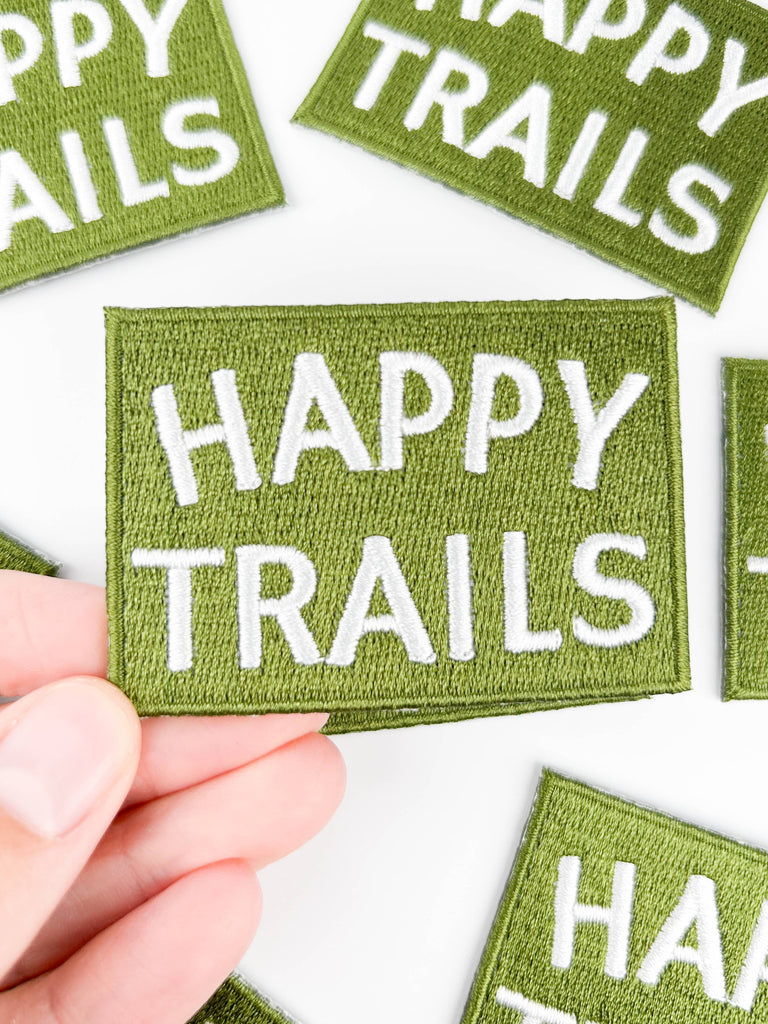 Field Trip Threads - Happy Trails Embroidered Iron-On Patch Green and White