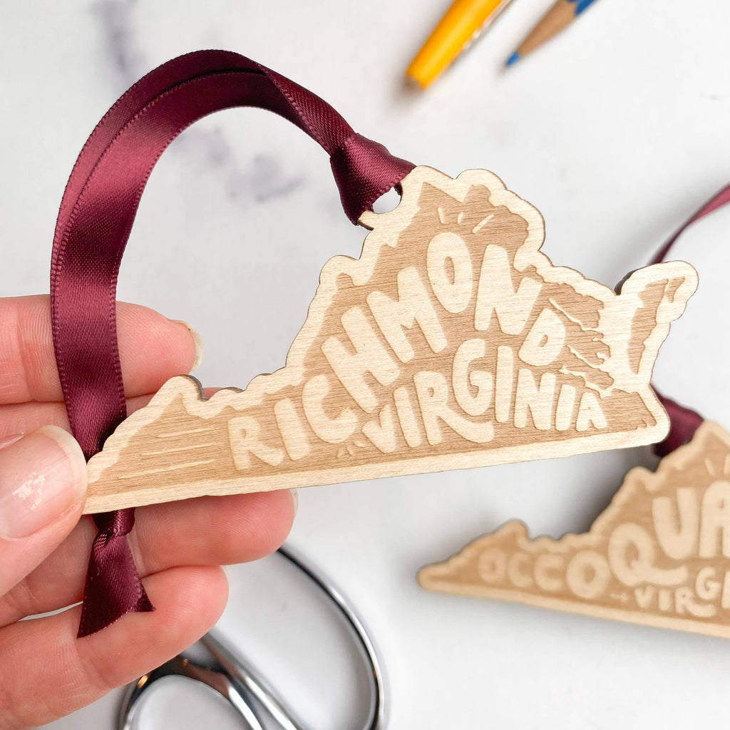 Billie Claire Illustration (Handmade) - Custom City-Specific Wood Ornaments