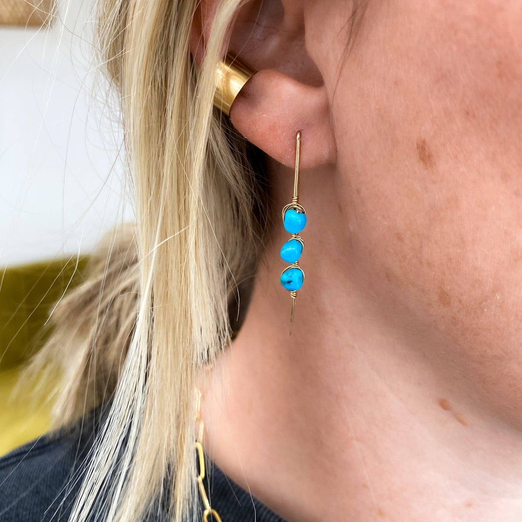 Derive Jewelry - Pacific Threader Earrings with Kingman Turquoise