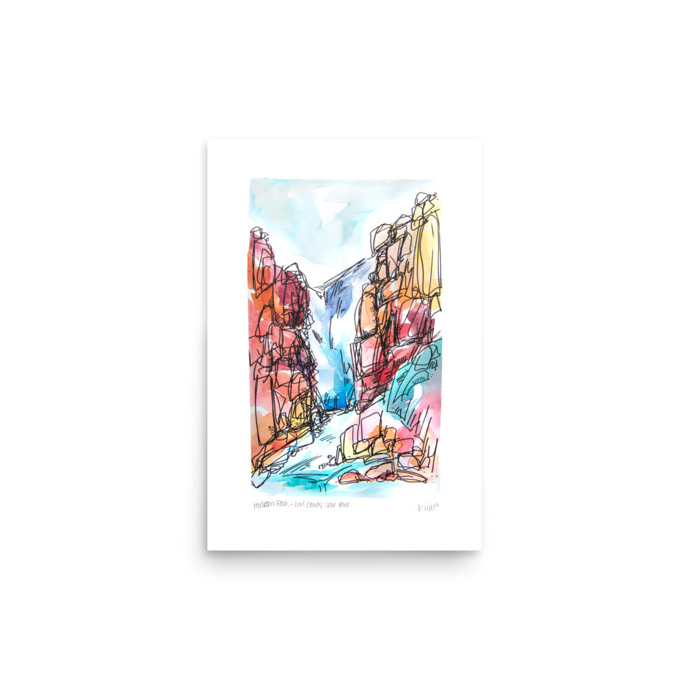 Hidden Falls • Curt Gowdy State Park // Watercolor