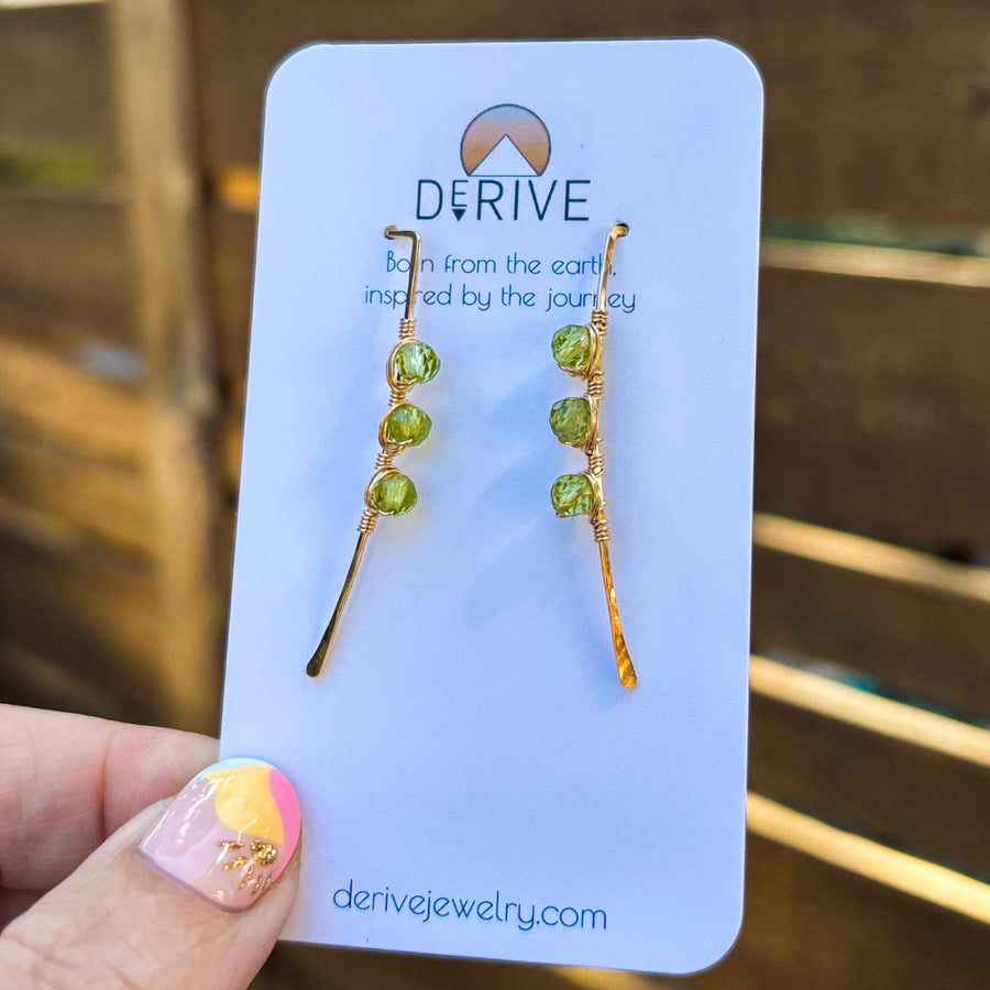 Derive Jewelry - Triple Stone Threaders - Peridot