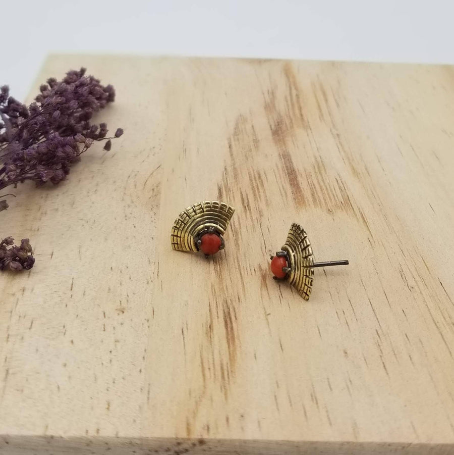 Dekko Trading - Coral Stone Fan Earrings